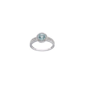 SORTIJA PLATA RODIO CIRCONITA VERDE AQUA SALVATORE 136S0243