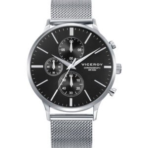 RELOJ HOMBRE MULTIFUNCION MALLA MILANESA ESFERA NEGRA VICEROY 401499-57