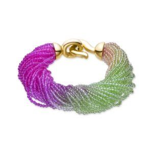 PULSERA PLATA DE LEY 925/ACABADO ORO 18K CON PIEDRAS MULTICOLOR LUXENTER BXA116YC2000