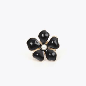 ANILLO ADAPTABLE FLOR LACADA NEGRO-METAL LOLA CASADEMUNT LF2603007