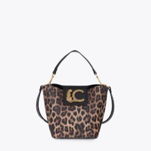 BOLSO BANDOLERA CON CIERRE SOLAPA Y LOGO LEOPARDO MARRON-NEGRO LOLA CASADEMUNT LF2604083