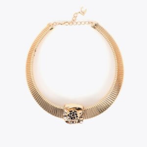 COLLAR EFECTO MALLA CON MEDALLON LEOPARDO DORADO LOLA CASADEMUNT LF2603032