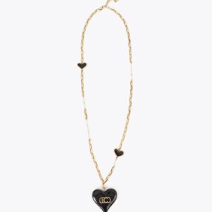 COLLAR LARGO CON COLGANTE CORAZON PERSONALIZADO NEGRO-METAL LOLA CASADEMUNT LF2603005