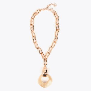 COLLAR MEDALLON PIEZA RESINA MARMOLADA METAL-CRUDO LOLA CASADEMUNT LF2603053