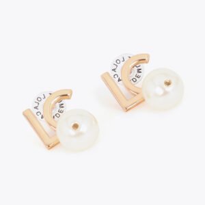 PENDIENTES COMBINADO CON LOGOTIPO Y PERLA METAL-BLANCO LOLA CASADEMUNT LF2603078