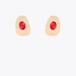 PENDIENTES TEXTURA RELIEVE CON INCRUSTACIONES METAL-ROJO LOLA CASADEMUNT LF2603016