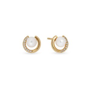 PENDIENTES CHAPADO ORO 18KTES CON BOTON PERLA Y CIRCONITAS VIDAL&VIDAL G4134