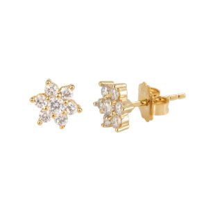 PENDIENTES FORMA DE FLOR CHAPADO ORO DE LEY 18 KTES CON CIRCONITAS VIDAL &VIDAL G1904B