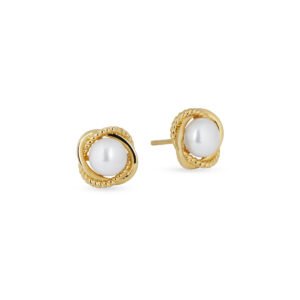 PENDIENTES CHAPADO ORO LEY DE 18 KTES Y PERLA CULTIVADA G4034