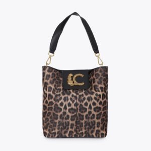 BOLSO SHOPPER LOGO LEOPARDO MARRON-NEGRO LOLA CASADEMUNT LF2604085