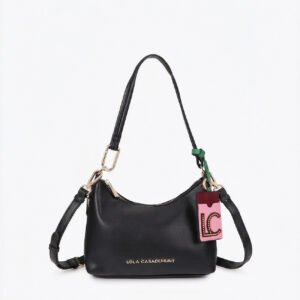 BOLSO BANDOLERA EFECTO PIEL CON COLGANTE A CONTRASTE NEGRO LOLA CASADEMUNT LF2604038