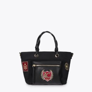 BOLSO BANDOLERA CON PARCHES NEGRO LOLA CASADEMUNT LF2604078