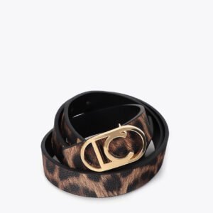 CINTURON MUJER FINO REVERSIBLE ANIMAL PRINT HEBILLA OVALADA NEGRO-MARRON LOLA CASADEMUNT LF2606008