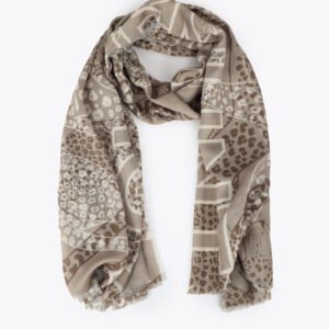 FOULAR SILUETAS TIGRES 100X200CM BEIGE LOLA CASADEMUNT LF2607042