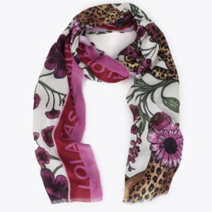 FOULAR TIGRES Y FLORES 100X200CM ROSA-CRUDO LOLA CASADEMUNT LF2607038