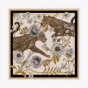 PAÑUELO TIGRES Y FLORES CRUDO-NEGRO 90X90 LOLA CASADEMUNT LF2607033