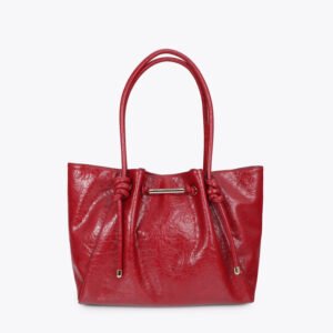 BOLSO SHOPPER CON DETALLE TUBO METALICO Y LOGO TROQUELADO ROJO LF2604044