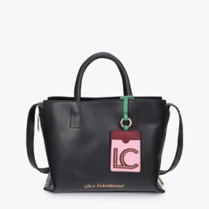 BOLSO BANDOLERA EFECTO PIEL CON COLGANE A CONTRASTE NEGRO LOLA CASADEMUNT LF2604039