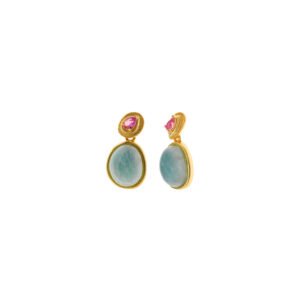 PENDIENTES PLATA CHAPADO DORADO AMAZONITA SALVATORE 241A0098