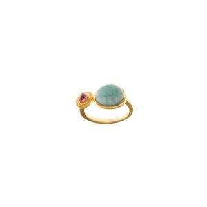 SORTIJA PLATA CHAPADO DORADO AMAZONITA SALVATORE 241S0044