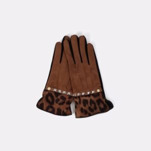 GUANTES PUÑO ANIMAL PRINT NEGRO-MARRON LOLA CASADEMUNT LF2607003