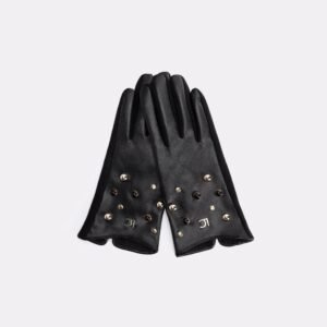 GUANTES EFECTO PIEL MULTITACHAS NEGRO-METAL LOLA CASADEMUNT LF2607007