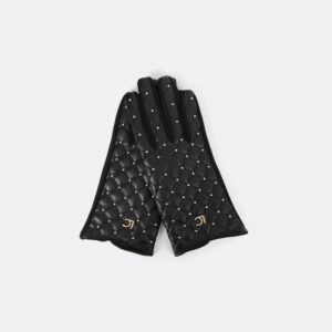 GUANTES EFECTO PIEL ACOLCHADA CON MINI TACHAS NEGRO-METAL LOLA CASADEMUNT LF2607016