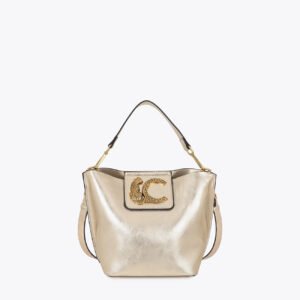 BOLSO BANDOLERA CON CIERRE SOLAPA Y LOGO LEOPARDO DORADO LOLA CASADEMUNT LF2604083
