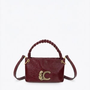BOLSO BANDOLERA PEQUEÑA CON ASA TRENZA BURDEOS LOLA CASADEMUNT LF2604028