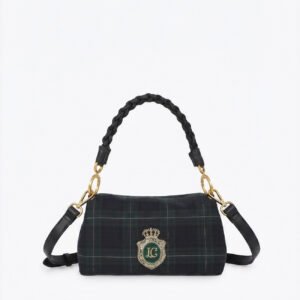 BOLSO BANDOLERA OVALADA TEJIDO CUADROS Y PARCHE LOLA CASADEMUNT LF2604008