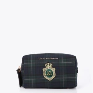 NECESER TEJIDO A CUADROS CON PARCHE LOGO BORDADO VERDE-AZUL LOLA CASADEMUNT LF2612001